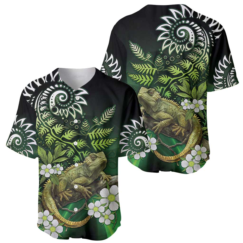 Aotearoa New Zealand Tuatara Baseball Jersey Maori Koru Art