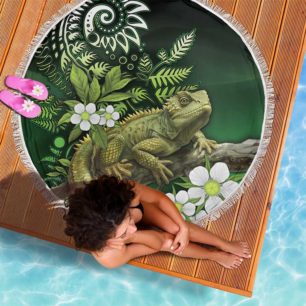 Aotearoa New Zealand Tuatara Beach Blanket Maori Koru Art LT05 - Polynesian Pride