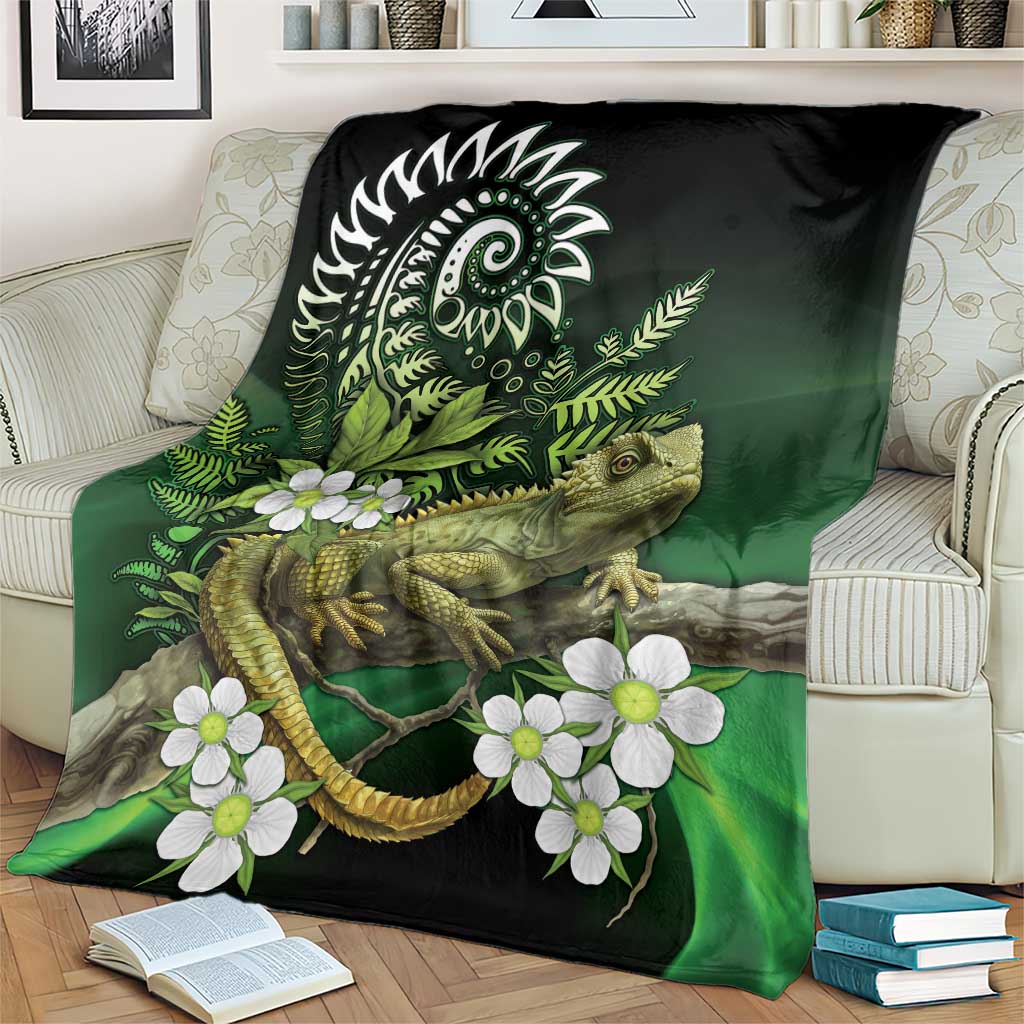 Aotearoa New Zealand Tuatara Blanket Maori Koru Art LT05 - Polynesian Pride