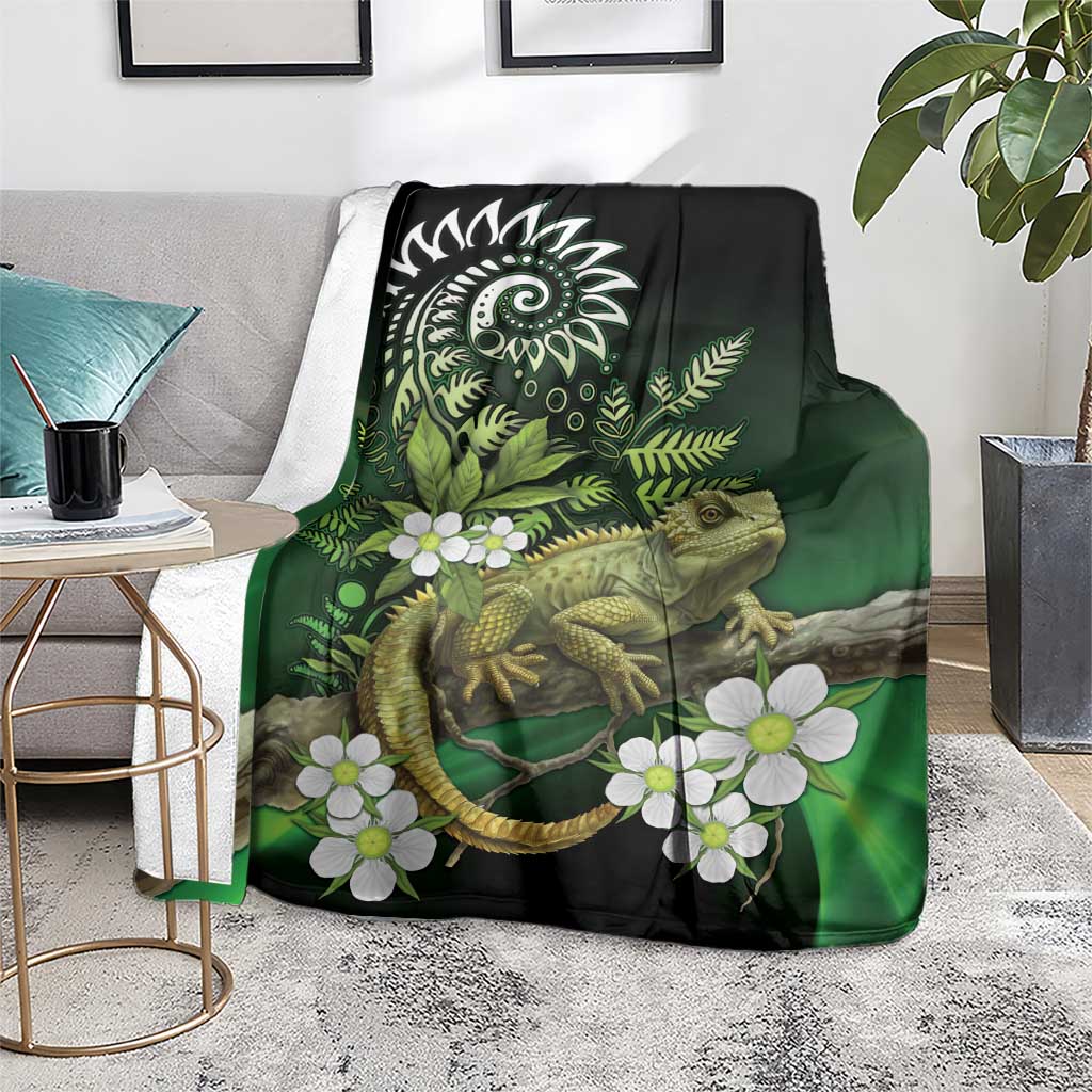 Aotearoa New Zealand Tuatara Blanket Maori Koru Art LT05 - Polynesian Pride