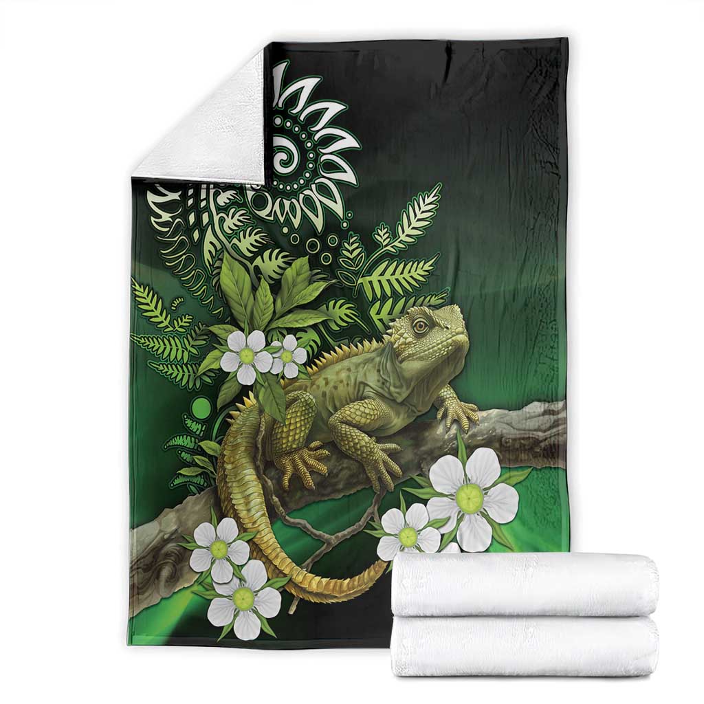 Aotearoa New Zealand Tuatara Blanket Maori Koru Art LT05 - Polynesian Pride
