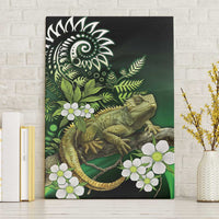 Aotearoa New Zealand Tuatara Canvas Wall Art Maori Koru Art LT05 Without Frame Green - Polynesian Pride