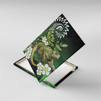 Aotearoa New Zealand Tuatara Canvas Wall Art Maori Koru Art LT05 With Frame Green - Polynesian Pride