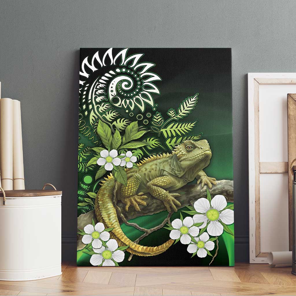 Aotearoa New Zealand Tuatara Canvas Wall Art Maori Koru Art LT05 - Polynesian Pride