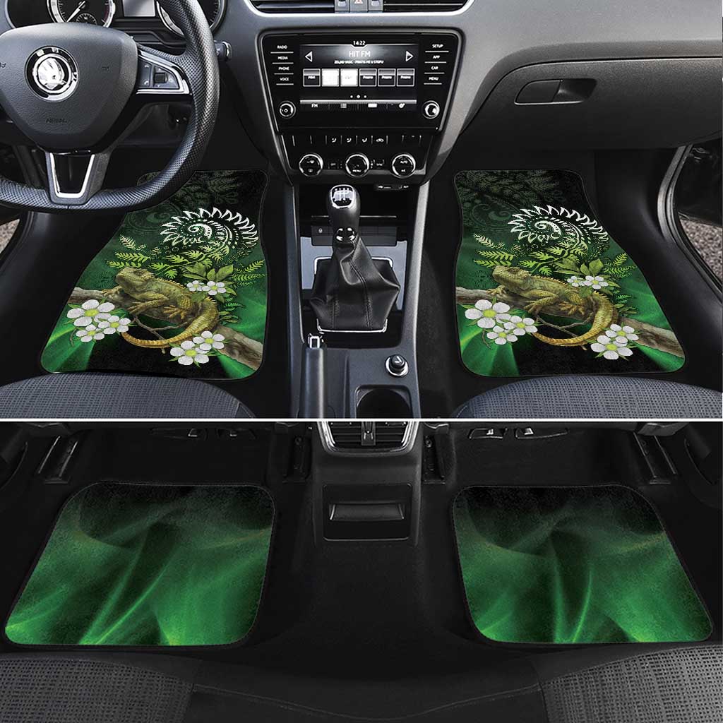 Aotearoa New Zealand Tuatara Car Mats Maori Koru Art LT05 Set 4pcs Green - Polynesian Pride