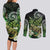 Aotearoa New Zealand Tuatara Couples Matching Long Sleeve Bodycon Dress and Long Sleeve Button Shirt Maori Koru Art