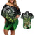 Aotearoa New Zealand Tuatara Couples Matching Off Shoulder Short Dress and Hawaiian Shirt Maori Koru Art