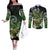 Aotearoa New Zealand Tuatara Couples Matching Off The Shoulder Long Sleeve Dress and Long Sleeve Button Shirt Maori Koru Art