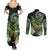 Aotearoa New Zealand Tuatara Couples Matching Summer Maxi Dress and Long Sleeve Button Shirt Maori Koru Art