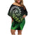 Aotearoa New Zealand Tuatara Family Matching Off Shoulder Short Dress and Hawaiian Shirt Maori Koru Art