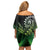 Aotearoa New Zealand Tuatara Family Matching Off Shoulder Short Dress and Hawaiian Shirt Maori Koru Art