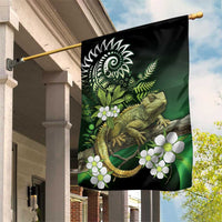 Aotearoa New Zealand Tuatara Garden Flag Maori Koru Art LT05 House Flag Green - Polynesian Pride