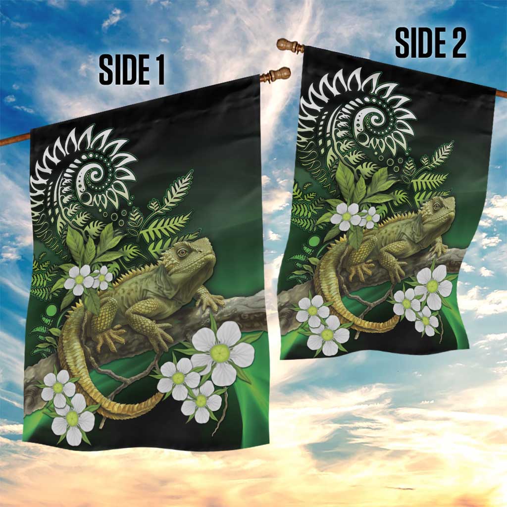 Aotearoa New Zealand Tuatara Garden Flag Maori Koru Art LT05 - Polynesian Pride