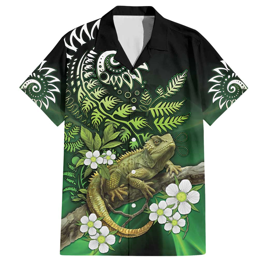Aotearoa New Zealand Tuatara Hawaiian Shirt Maori Koru Art