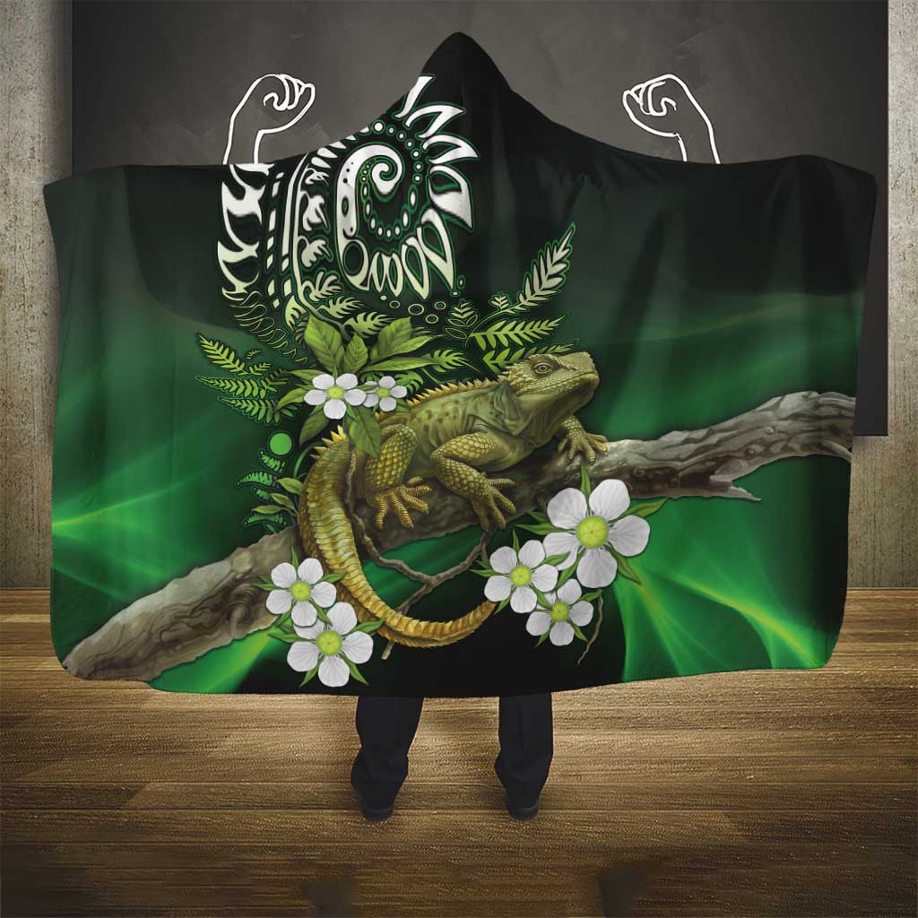 Aotearoa New Zealand Tuatara Hooded Blanket Maori Koru Art LT05 - Polynesian Pride