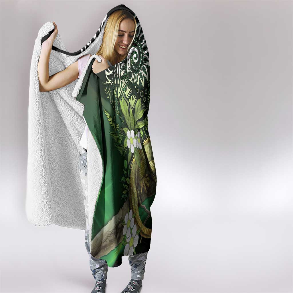 Aotearoa New Zealand Tuatara Hooded Blanket Maori Koru Art LT05 - Polynesian Pride