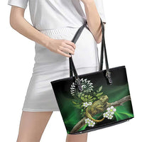 Aotearoa New Zealand Tuatara Leather Tote Bag Maori Koru Art LT05 - Polynesian Pride