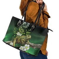 Aotearoa New Zealand Tuatara Leather Tote Bag Maori Koru Art LT05 - Polynesian Pride