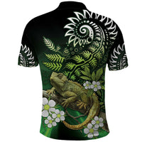 Aotearoa New Zealand Tuatara Polo Shirt Maori Koru Art