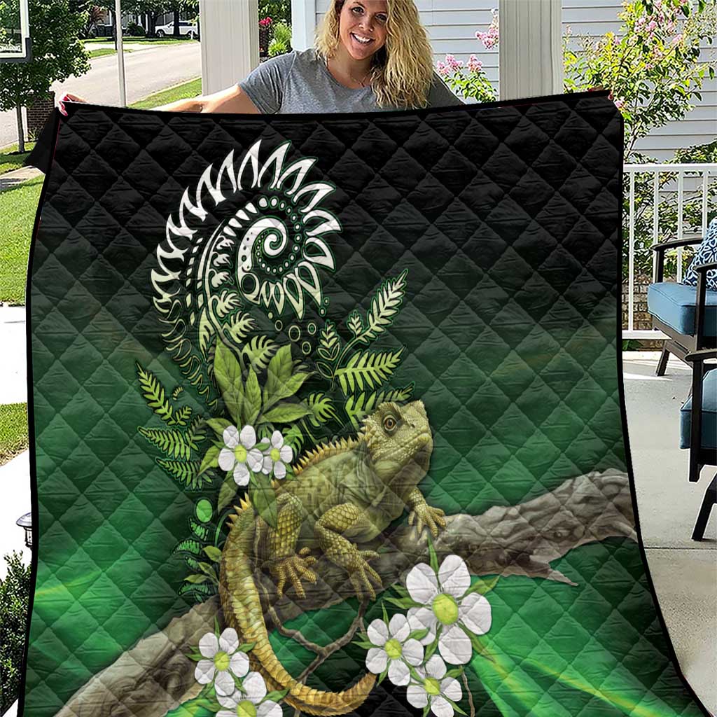 Aotearoa New Zealand Tuatara Quilt Maori Koru Art