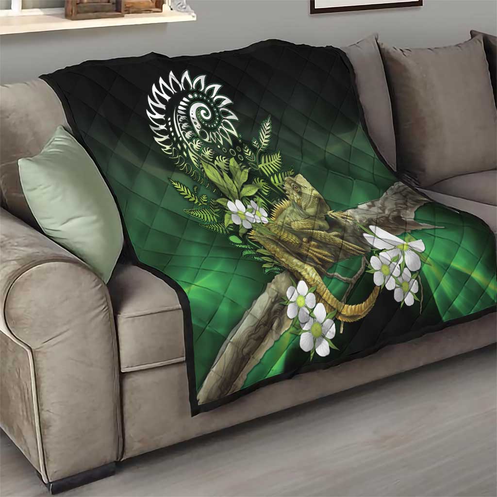 Aotearoa New Zealand Tuatara Quilt Maori Koru Art