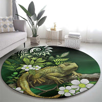 Aotearoa New Zealand Tuatara Round Carpet Maori Koru Art