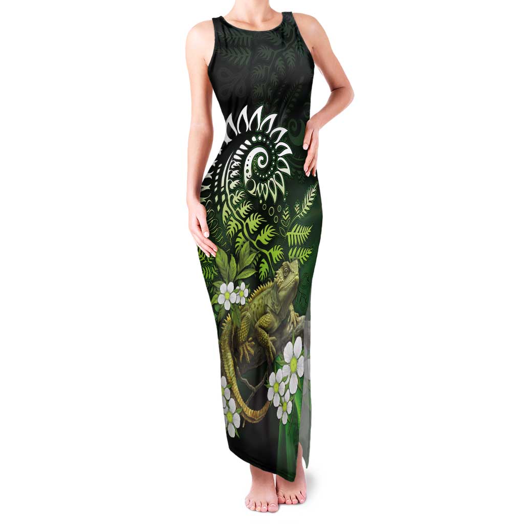 Aotearoa New Zealand Tuatara Tank Maxi Dress Maori Koru Art