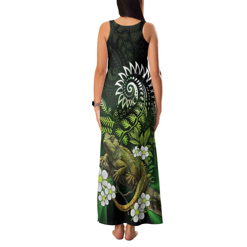 Aotearoa New Zealand Tuatara Tank Maxi Dress Maori Koru Art