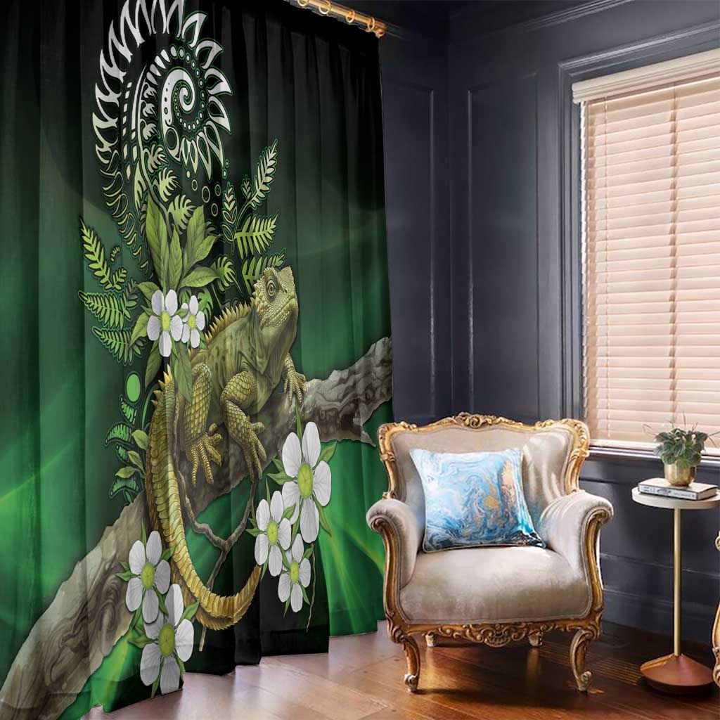 Aotearoa New Zealand Tuatara Window Curtain Maori Koru Art LT05 - Polynesian Pride