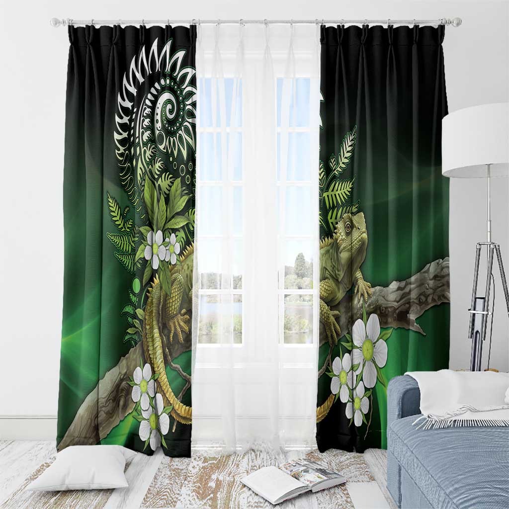 Aotearoa New Zealand Tuatara Window Curtain Maori Koru Art LT05 - Polynesian Pride