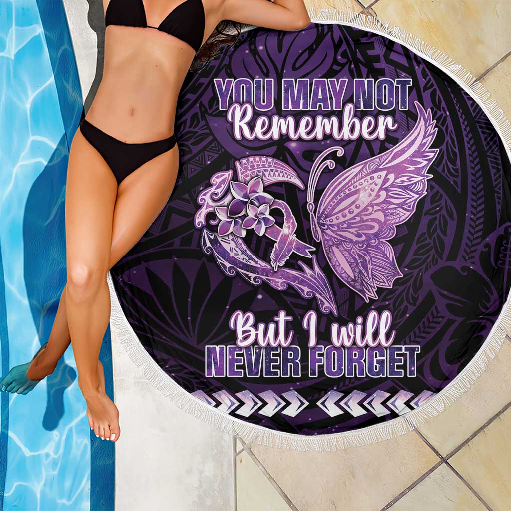 Alzheimer's Awareness Beach Blanket You May Not Remember But I Will Never Forget LT05 - Polynesian Pride