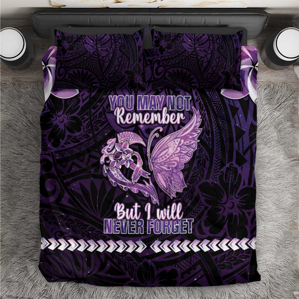 Alzheimer's Awareness Bedding Set You May Not Remember But I Will Never Forget