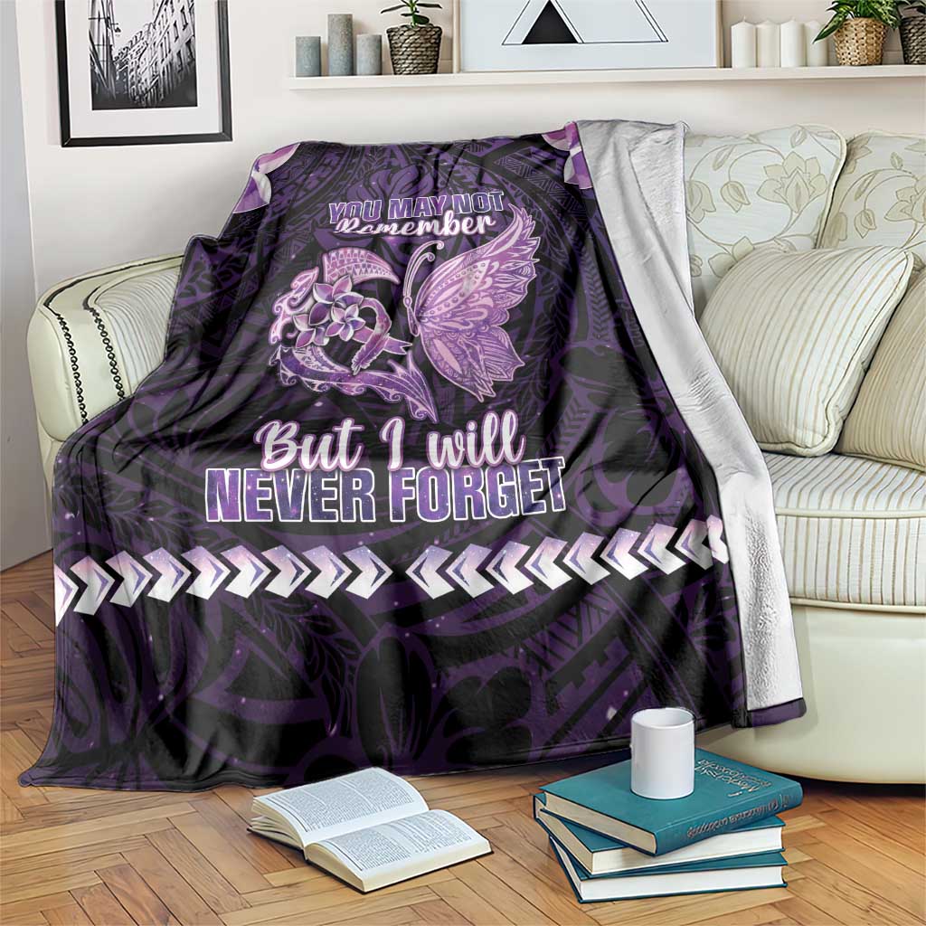 Alzheimer's Awareness Blanket You May Not Remember But I Will Never Forget LT05 Purple - Polynesian Pride
