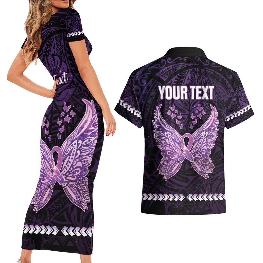 Personalised Alzheimer's Awareness Couples Matching Short Sleeve Bodycon Dress and Hawaiian Shirt You May Not Remember But I Will Never Forget