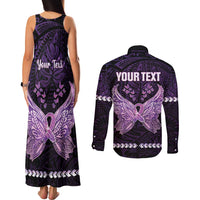 Personalised Alzheimer's Awareness Couples Matching Tank Maxi Dress and Long Sleeve Button Shirt You May Not Remember But I Will Never Forget LT05 - Polynesian Pride