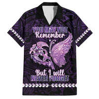 Personalised Alzheimer's Awareness Family Matching Puletasi and Hawaiian Shirt You May Not Remember But I Will Never Forget LT05 Dad's Shirt - Short Sleeve Purple - Polynesian Pride
