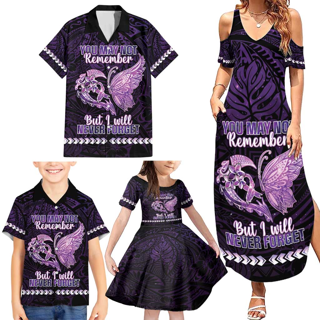 Personalised Alzheimer's Awareness Family Matching Summer Maxi Dress and Hawaiian Shirt You May Not Remember But I Will Never Forget LT05 - Polynesian Pride