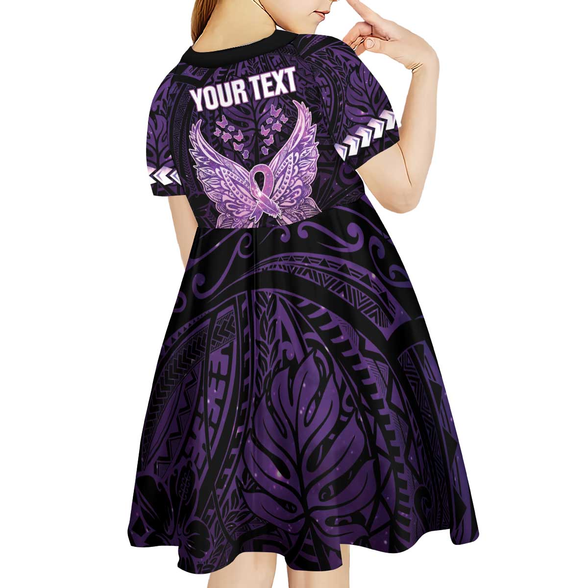 Personalised Alzheimer's Awareness Kid Short Sleeve Dress You May Not Remember But I Will Never Forget LT05 - Polynesian Pride