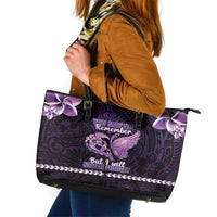 Alzheimer's Awareness Leather Tote Bag You May Not Remember But I Will Never Forget LT05 Purple - Polynesian Pride