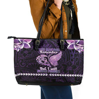 Alzheimer's Awareness Leather Tote Bag You May Not Remember But I Will Never Forget LT05 - Polynesian Pride