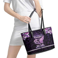 Alzheimer's Awareness Leather Tote Bag You May Not Remember But I Will Never Forget LT05 - Polynesian Pride