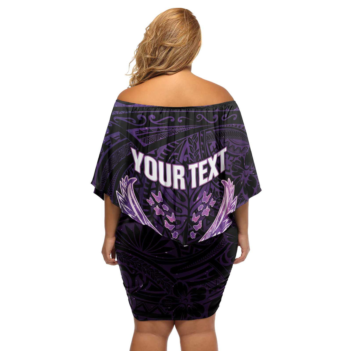 Personalised Alzheimer's Awareness Off Shoulder Short Dress You May Not Remember But I Will Never Forget LT05 - Polynesian Pride