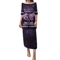 Personalised Alzheimer's Awareness Puletasi You May Not Remember But I Will Never Forget LT05 Long Dress Purple - Polynesian Pride