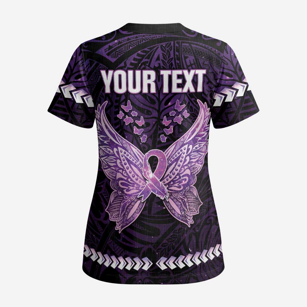 Personalised Alzheimer's Awareness Scrub Top You May Not Remember But I Will Never Forget - Polynesian Pride