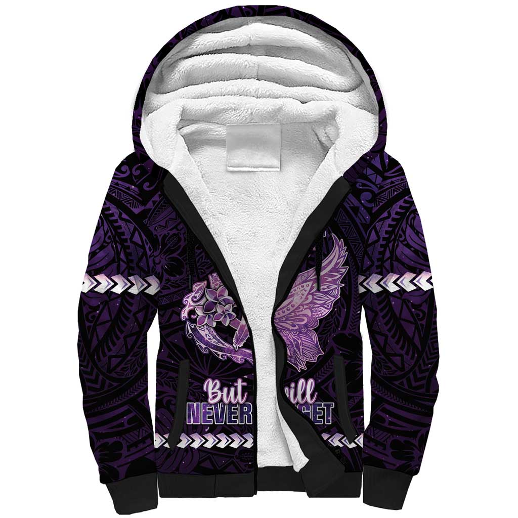 Personalised Alzheimer's Awareness Sherpa Hoodie You May Not Remember But I Will Never Forget LT05 Unisex Purple - Polynesian Pride