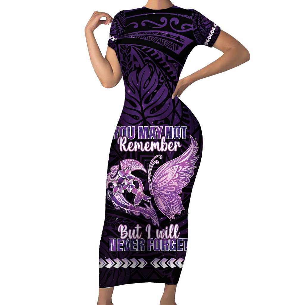 Personalised Alzheimer's Awareness Short Sleeve Bodycon Dress You May Not Remember But I Will Never Forget