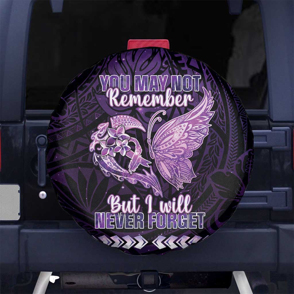 Alzheimer's Awareness Spare Tire Cover You May Not Remember But I Will Never Forget LT05 - Polynesian Pride