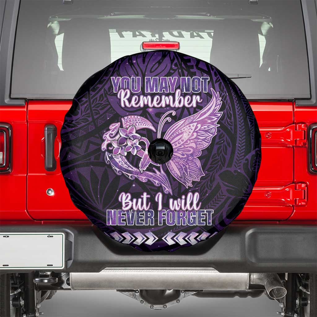 Alzheimer's Awareness Spare Tire Cover You May Not Remember But I Will Never Forget LT05 - Polynesian Pride