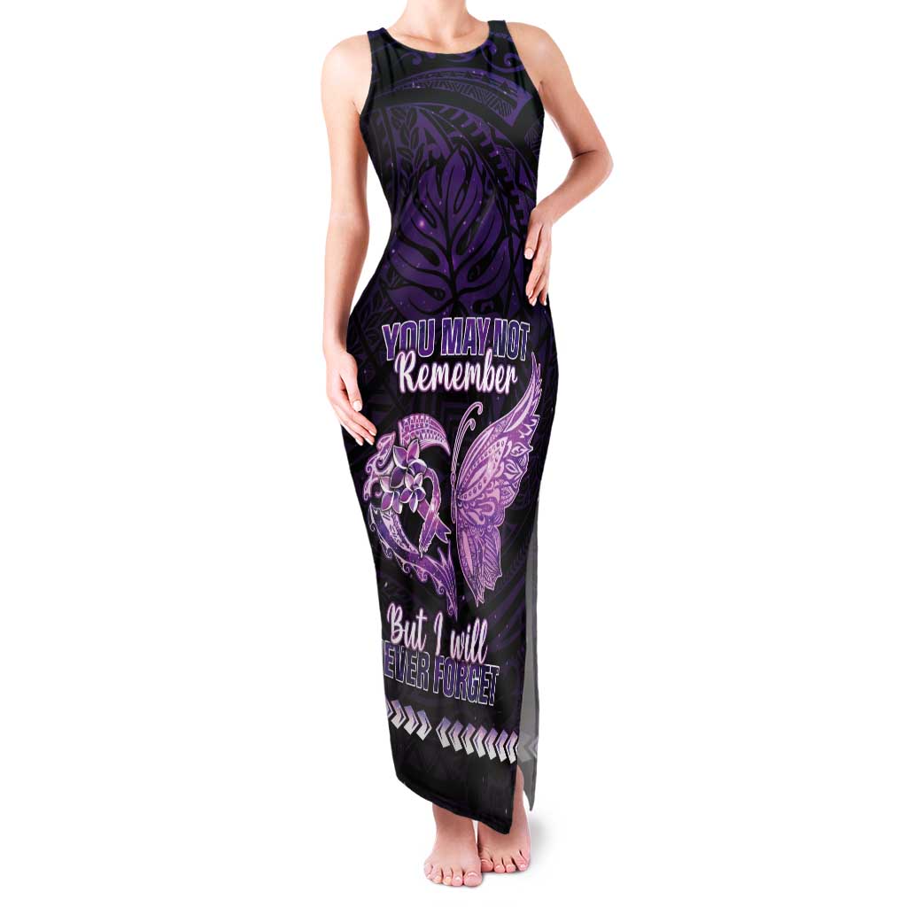 Personalised Alzheimer's Awareness Tank Maxi Dress You May Not Remember But I Will Never Forget LT05 Women Purple - Polynesian Pride