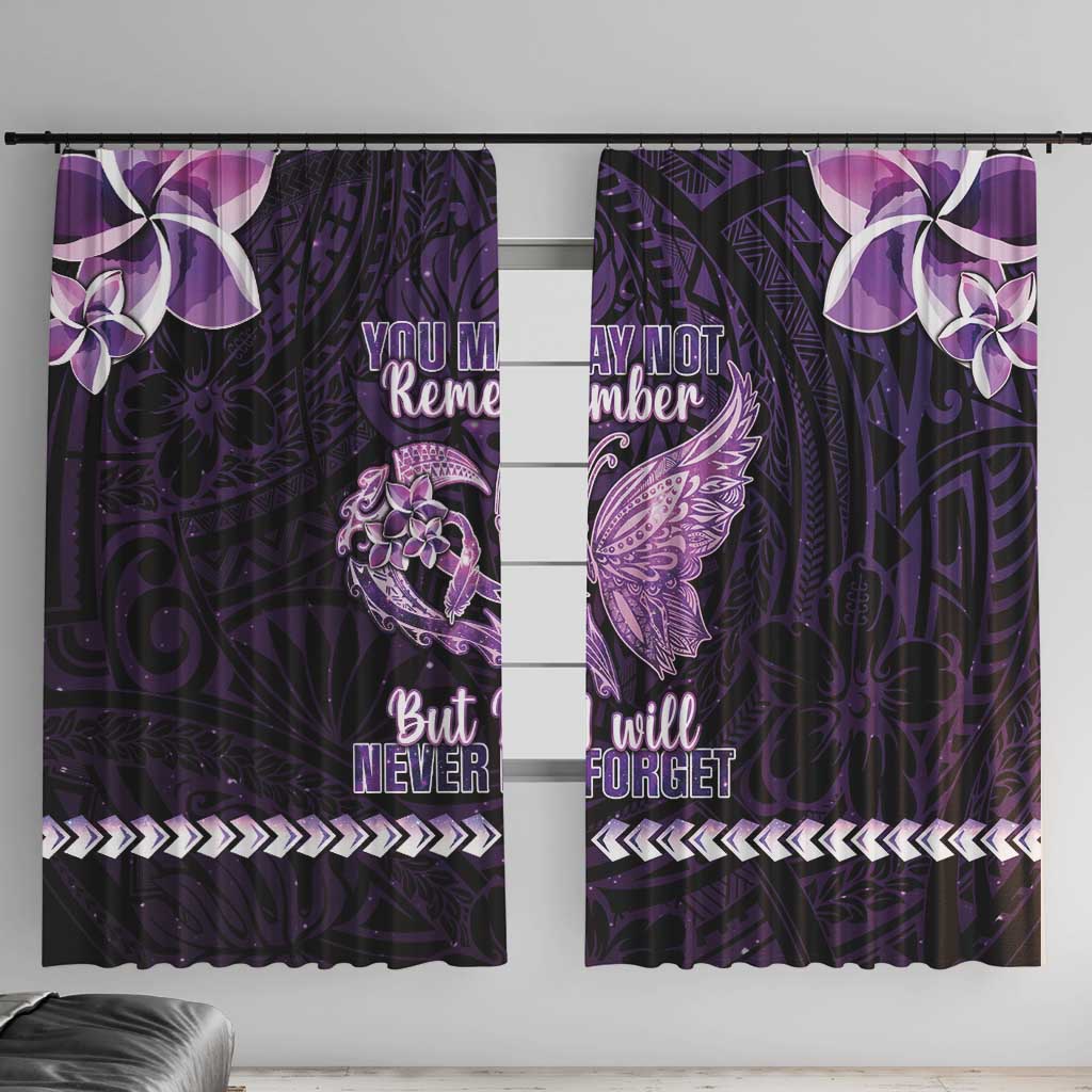 Alzheimer's Awareness Window Curtain You May Not Remember But I Will Never Forget LT05 With Hooks Purple - Polynesian Pride